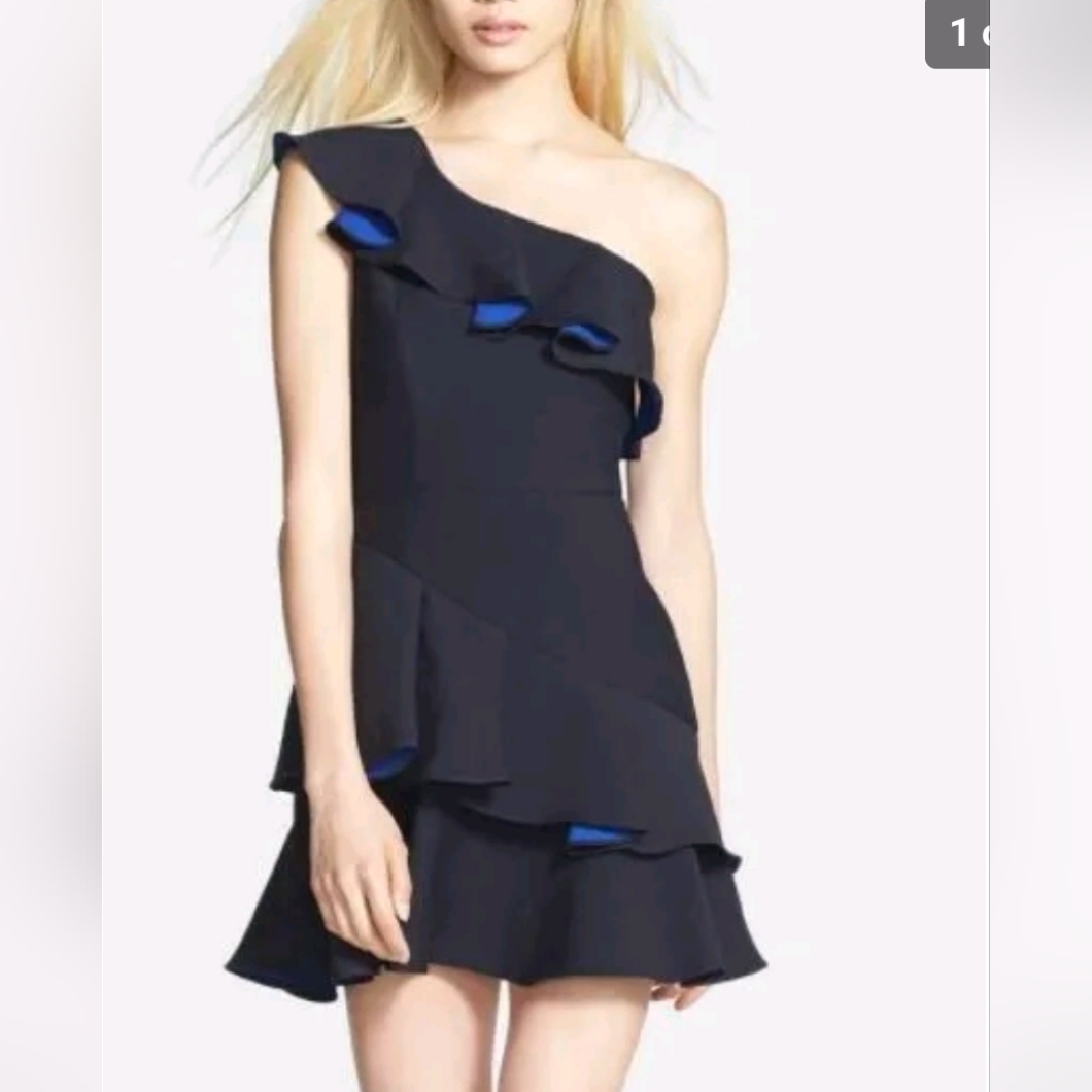Bcbg Max Azria One Shoulder Ruffle Dress 6 Nwt